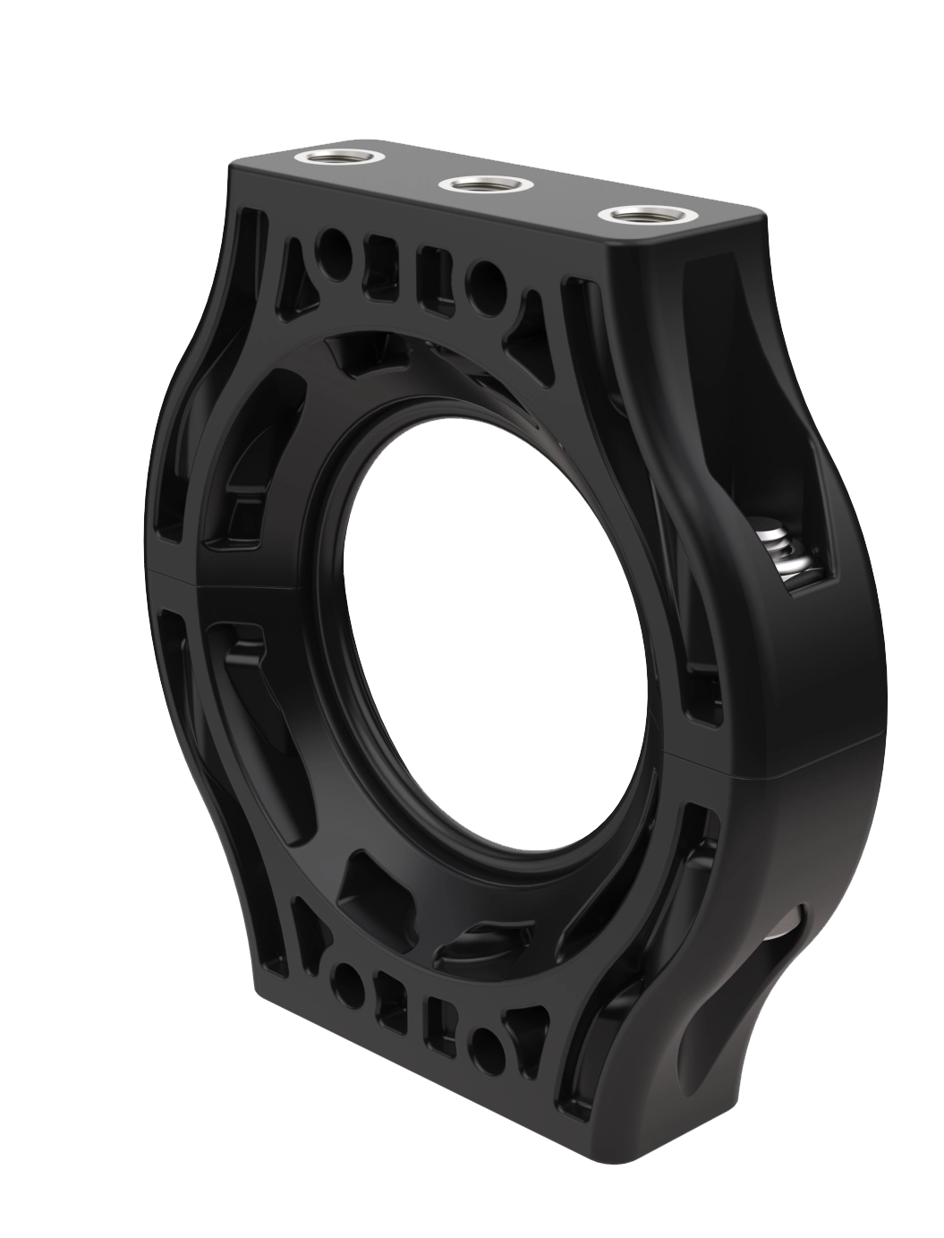 SLS-DMC-TI subsea camera mounting bracket in black anodized aluminum